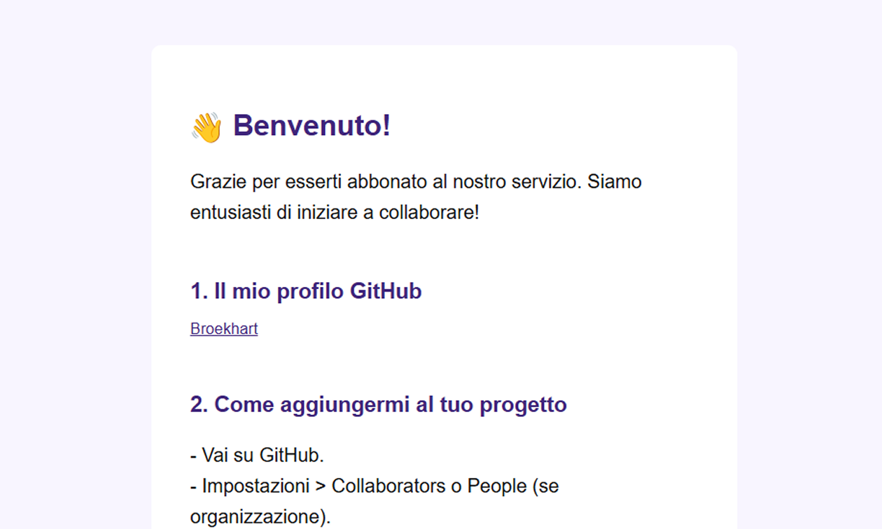 Niccolò Ruggieri welcome email
